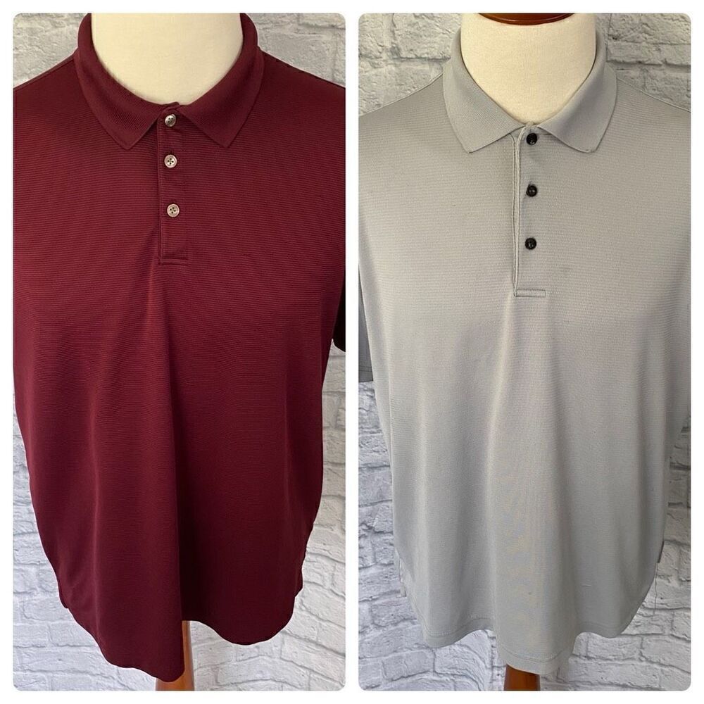 Van Heusen & Ben Hogan men XL Dri Fit short sleeve polo shirts burgundy & grey